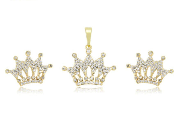 14K Gold Filled Crown Necklace Set
