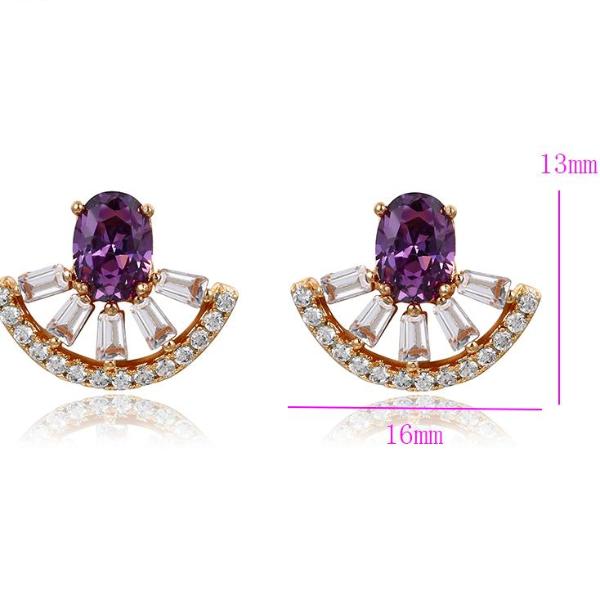 18K Gold Plated Brilliant Cut Cubic Zirconia Stud Earrings - HNS Studio
