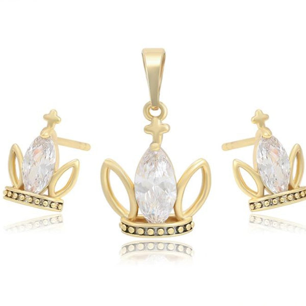 14K Gold Filled Crown Necklace Set HNS Studio Canada