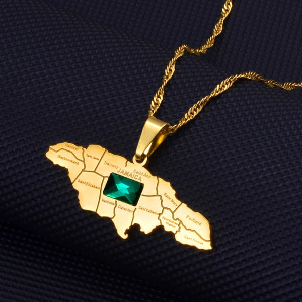 Jamaica Map Pendant Necklace HNS Studio Canada