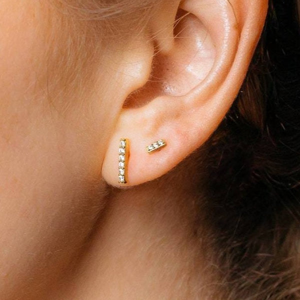 CZ Bar Stud Earrings