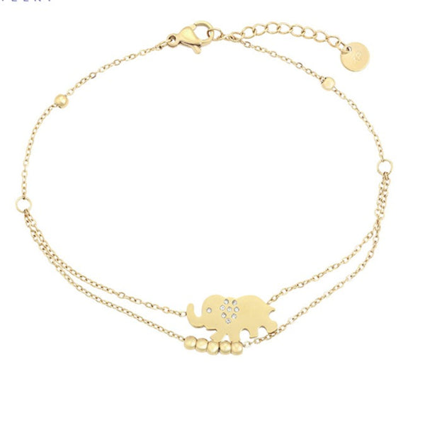 14k Gold Plated Lucky Elephant Anklet HNS Studio Canada