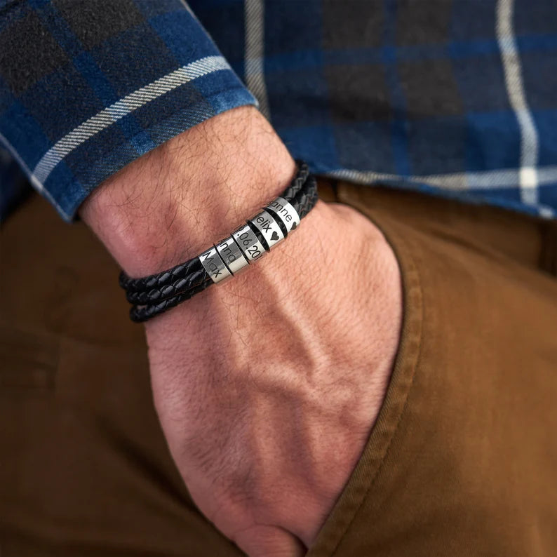 Men Bracelet with Name Beads