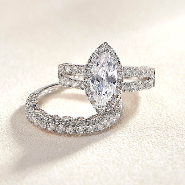 1.8 Carats Sterling Silver Women's Wedding Ring Set