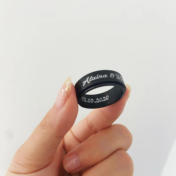 8mm Personalized Engraved Spinner Ring for Men HNS Studio Canada