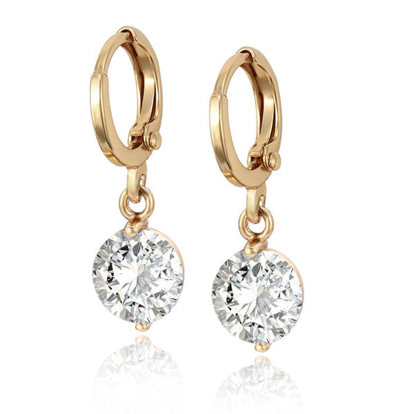 Cubic Dangle Hoop Earrings-18k Gold Plated HNS Studio Canada