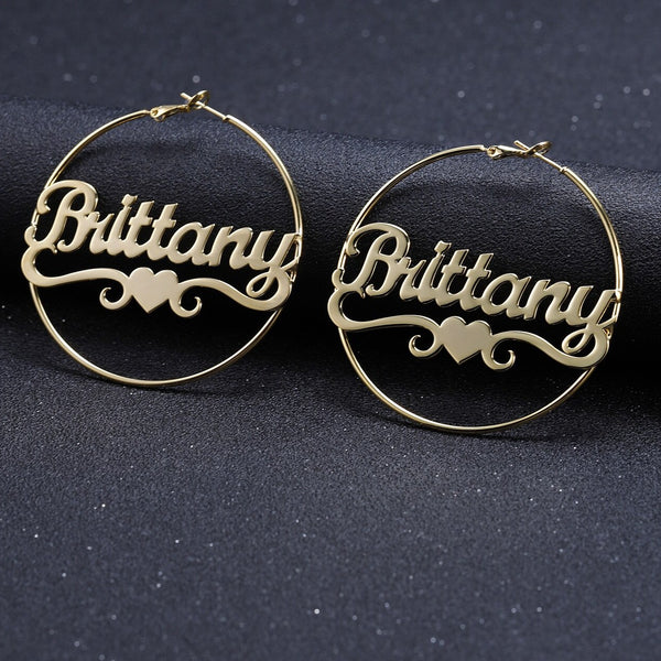 Personalized Hoop Name Earrings with Heart  HNS Studio Canada
