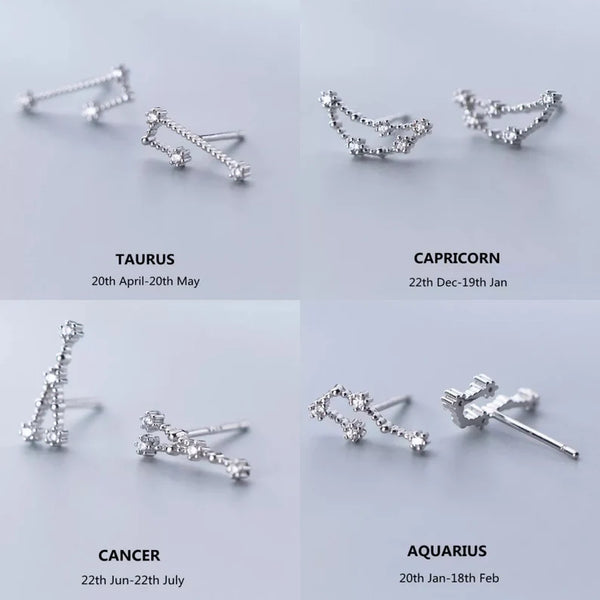 Constellation Zodiac Stud Earrings Sterling Silver HNS Studio Canada