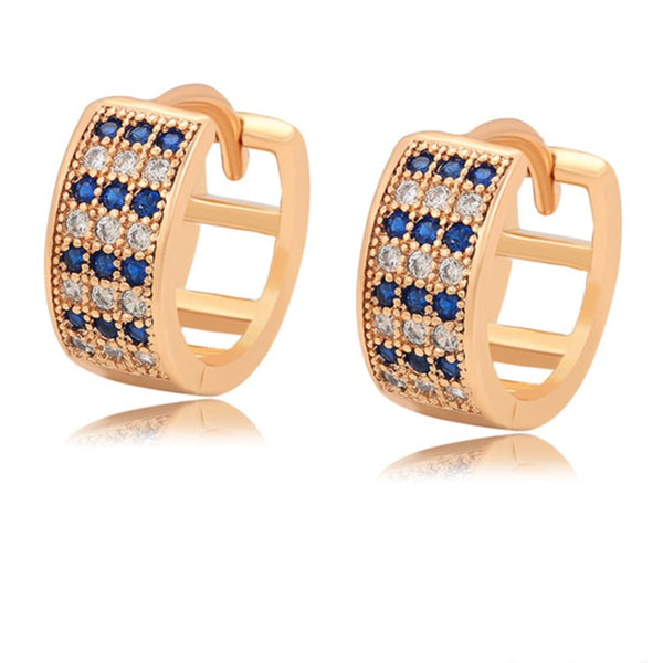 Chunky Blue Sapphire Huggie Hoops 18K Gold Plated HNS Studio Canada