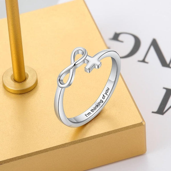 Personalized Name Cross Infinity Ring HNS Studio Canada