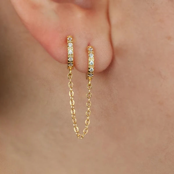 Double Piercing Chain Earrings HNS Studio Canada