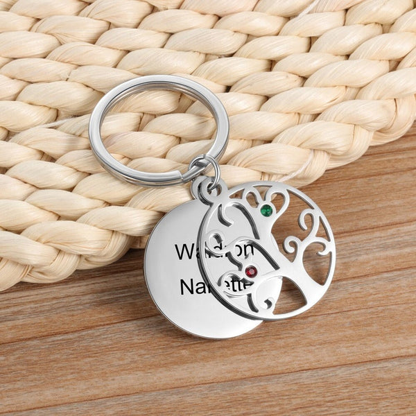 Custom Engraved Family Tree Keychain