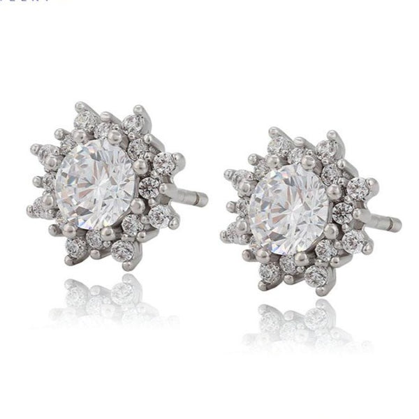 Halo Cubic Zirconia Stud Earrings HNS Studio Canada