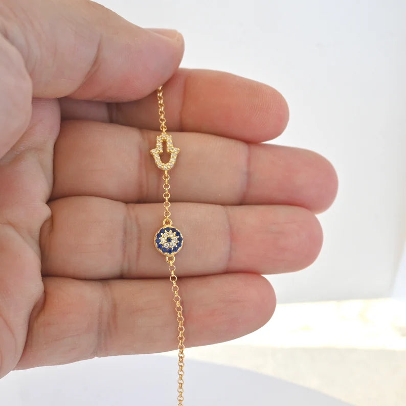 18k gold evil eye bracelet deals