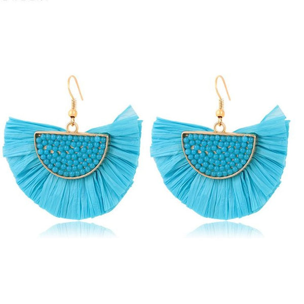 Beaded Turquoise Tassels Earrings HNS Studio Canada