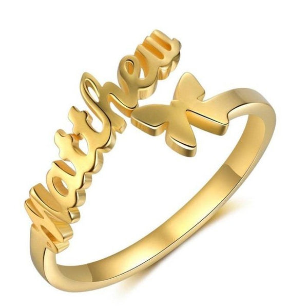 Personalized Name Ring with Butterfly HNS Studio Canada