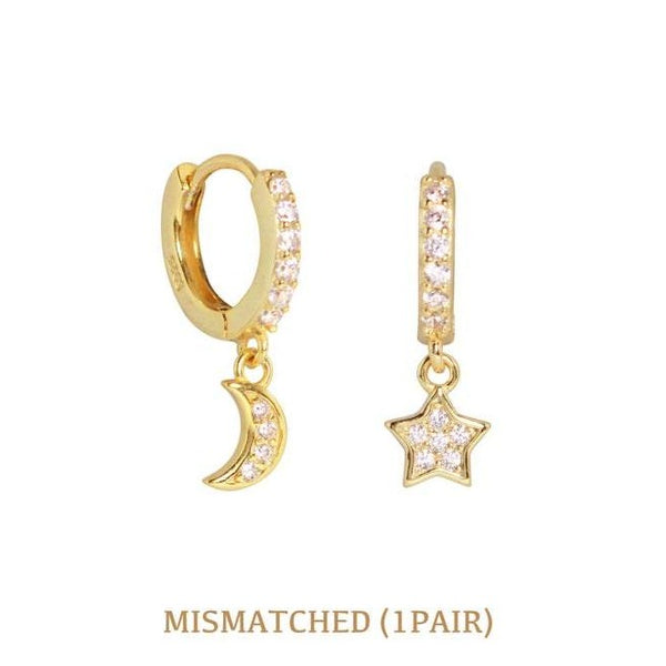 Moon and Star Hoop Earrings