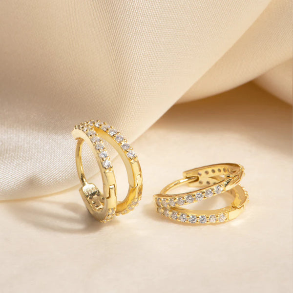 Double Pave Hoop Earrings-Sterling Silver