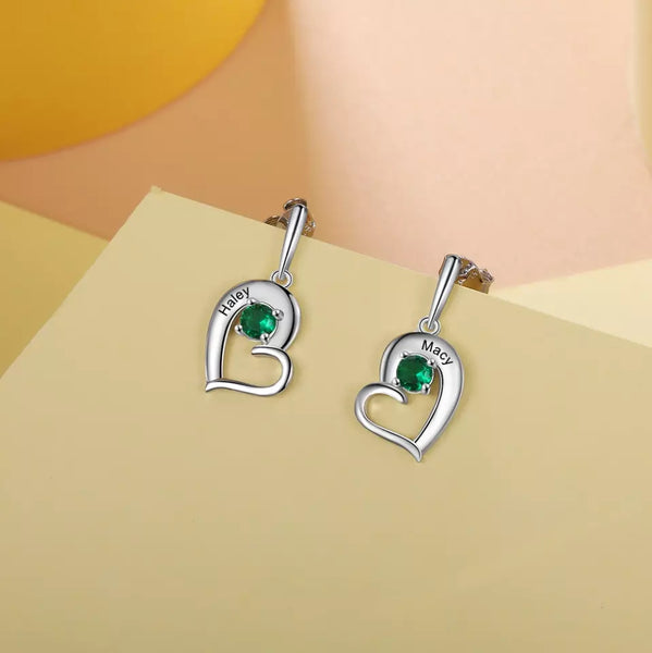 Earrings with Birthstone and Name HNS Studio Canada