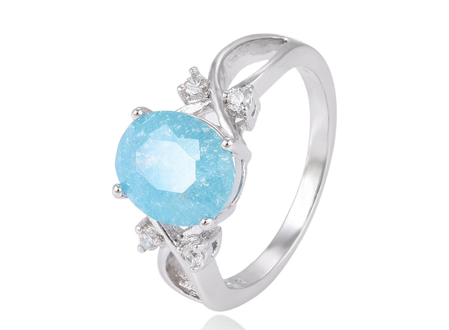 Aquamarine March Birthstone Ring in Silver-* Clearance