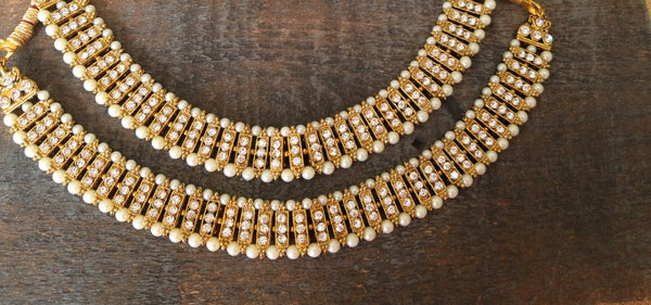 Ethnnic Choker With Champagne stones and Pearls - HNS Studio