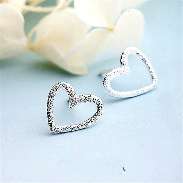 Sterling Silver Open Heart Stud Earrings - HNS Studio