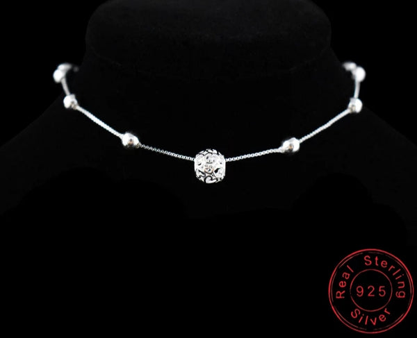 Sterling Silver Ball Anklet - HNS Studio