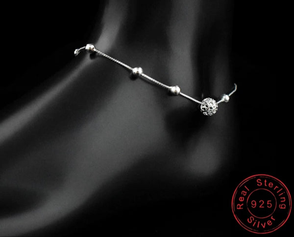 Sterling Silver Ball Anklet - HNS Studio