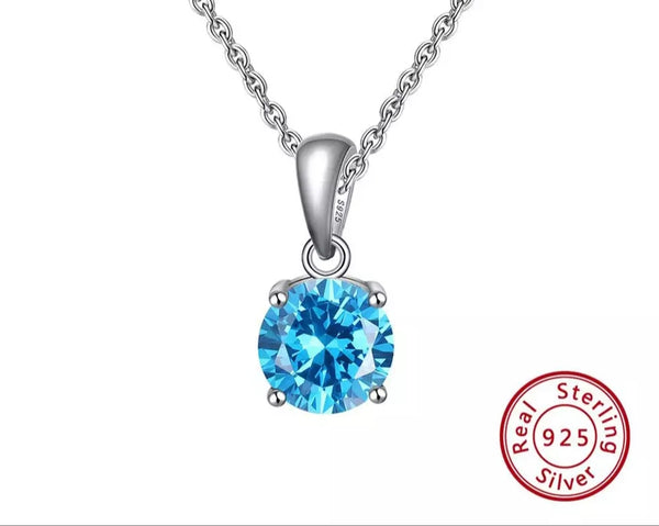 Sterling Silver Birthstone Stud Earrings and Necklace Set - HNS Studio