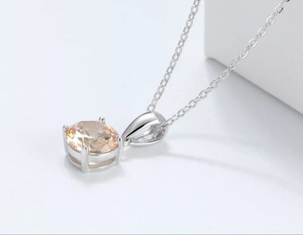 Sterling Silver Birthstone Stud Earrings and Necklace Set - HNS Studio