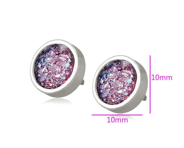 Druzy Stud Earrings in Pink