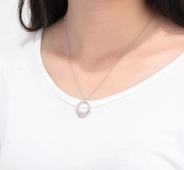 Personalized Family Circle Necklace with Birthstones