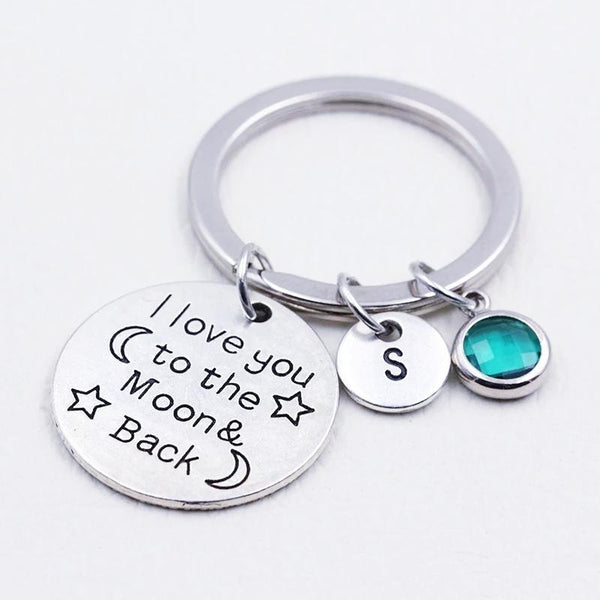I Love You to the Moon and Back Personalized Dad Keychain