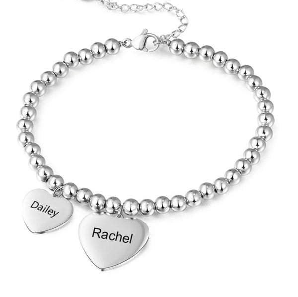 Heart tag two names bracelet