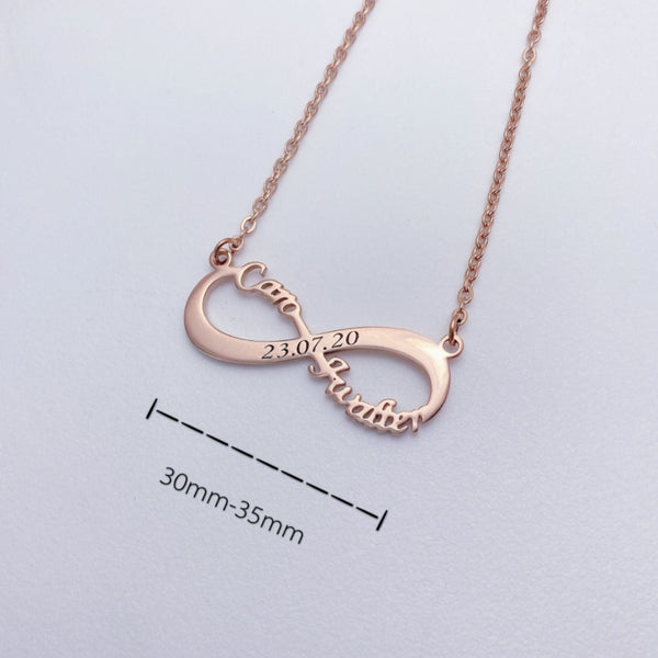 Infinity Necklace with 2 Names and Date