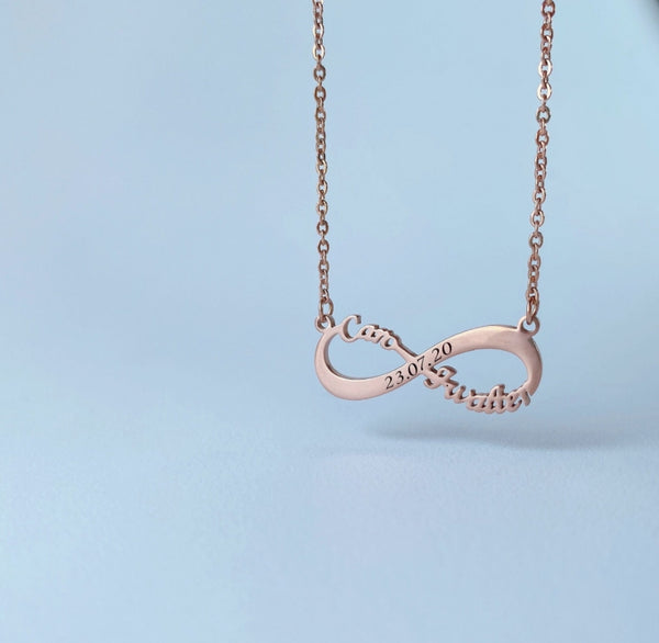 Infinity Necklace with 2 Names and Date