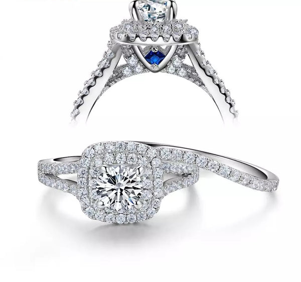 Princess Cut Sterling Silver Women's Ring Set - HNS Studio