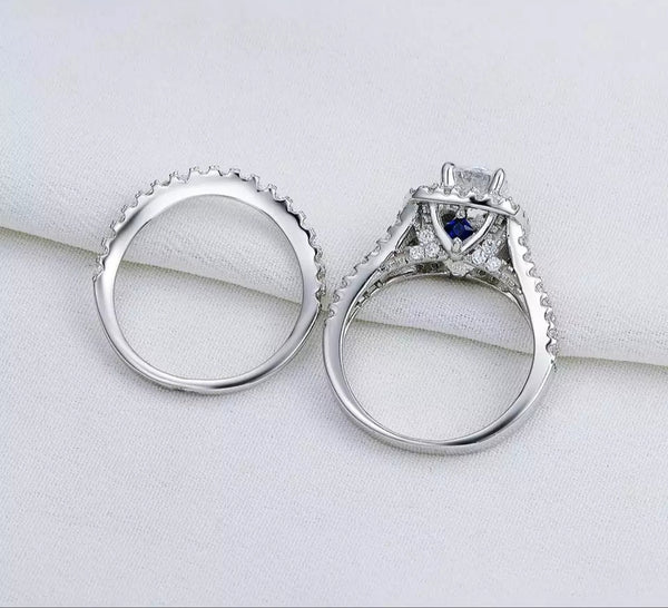 Princess Cut Sterling Silver Women's Ring Set - HNS Studio