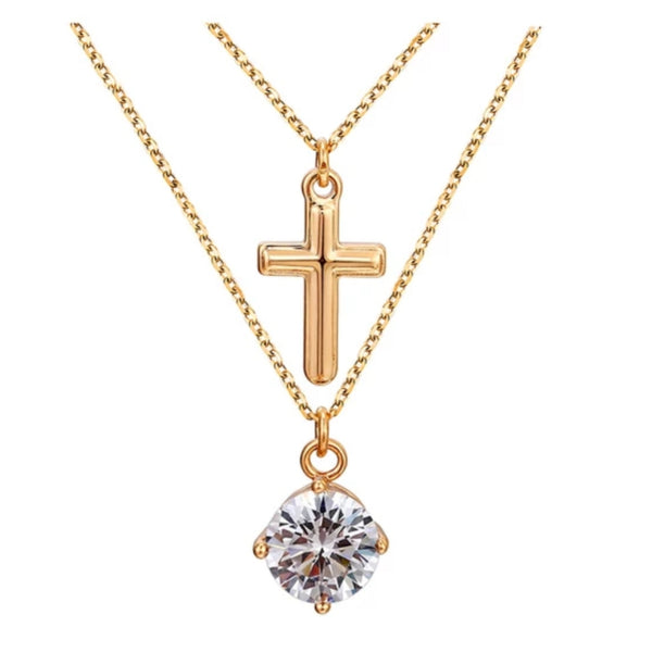 Layered cross necklace
