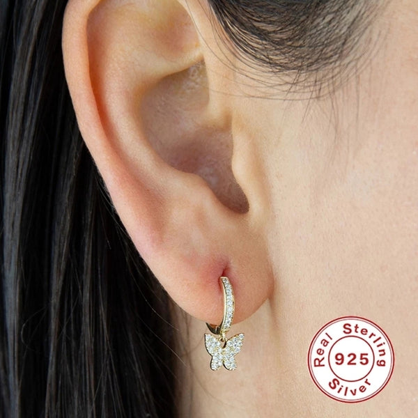 Butterfly Huggie Earrings Sterling Silver