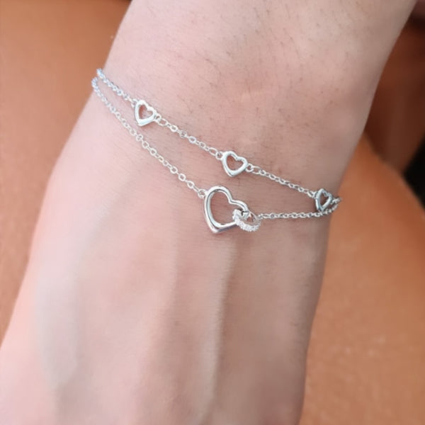 Silver Heart Charms Bracelet HNs Studio Canada