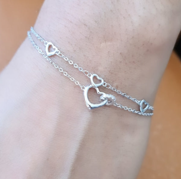 Silver Heart Charms Bracelet HNs Studio Canada