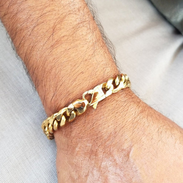 11 mm Curb Chain Gold Bracelet