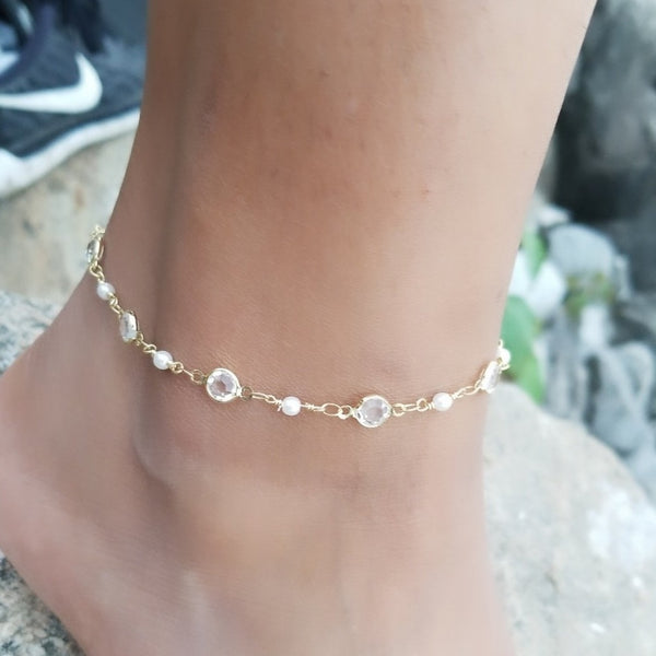 14k Gold Filled Pearl Anklet HNS Studio Canada