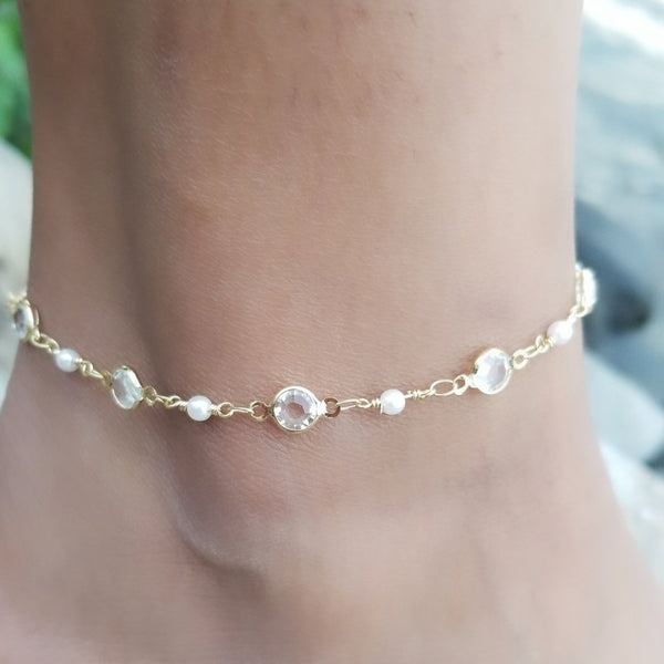 14k Gold Filled Pearl Anklet HNS Studio Canada