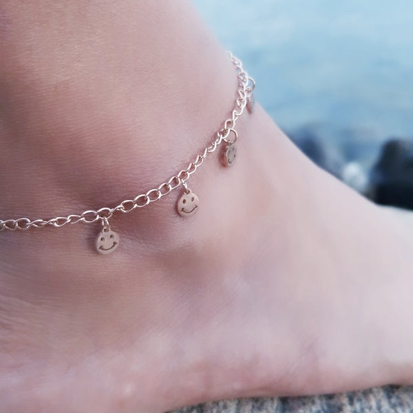 Smiley Charms Rose Gold Anklet HNs Studio Canada