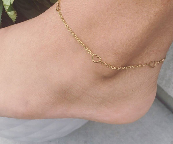 Small Open Hearts Anklet in Gold HNS Studio Canada
