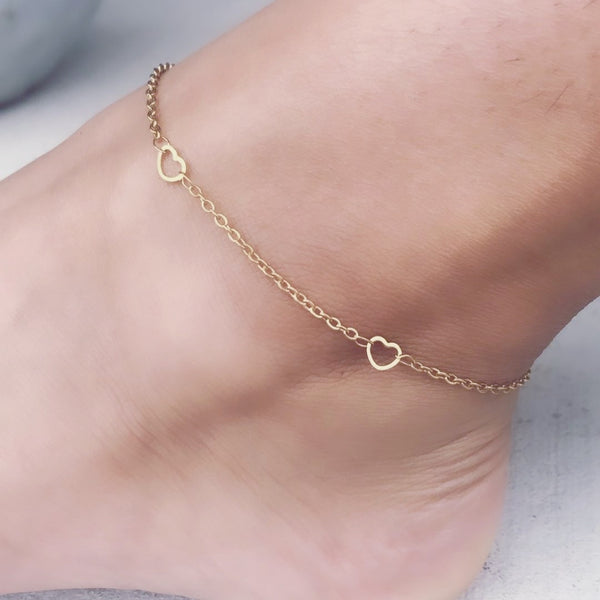 Small Open Hearts Anklet in Gold HNS Studio Canada