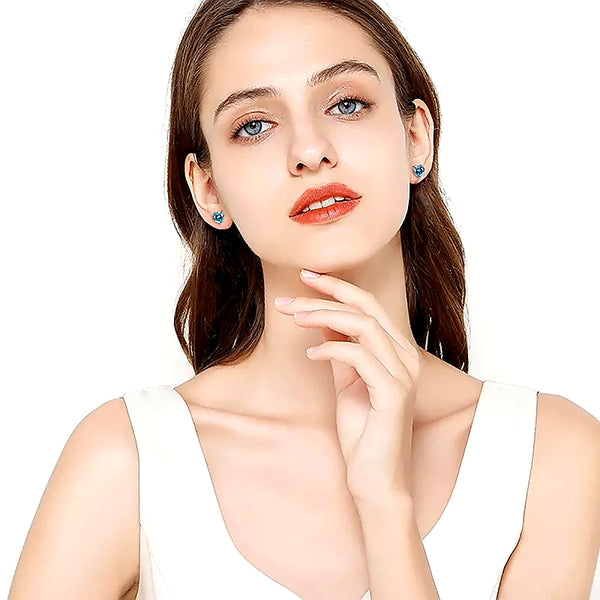 Sterling Silver Birthstone Heart Stud Earrings