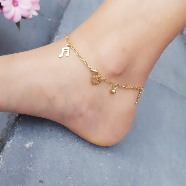 Music Note Anklet Gold HNS Studio Canada